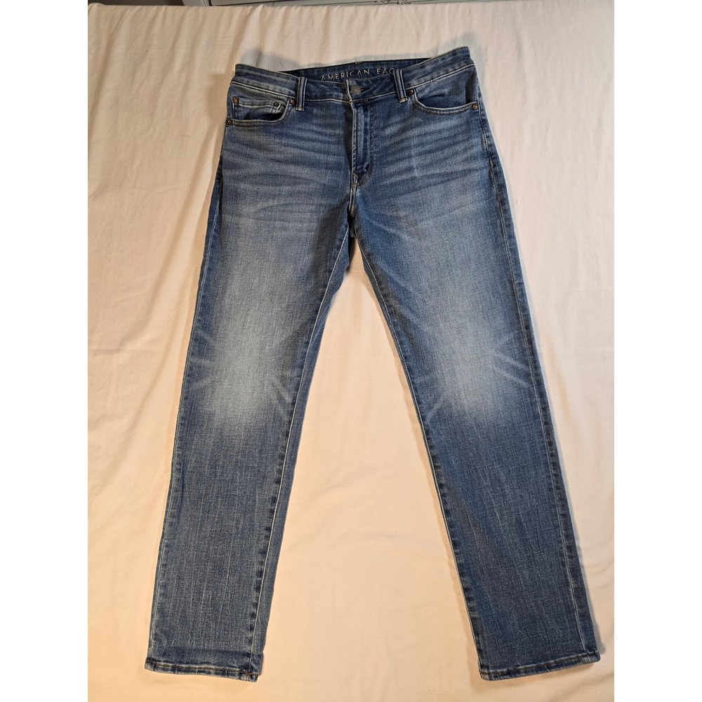 American Eagle Slim Straight Next Level Airflex Jeans Blue Wash 33x32 Mens 4874
